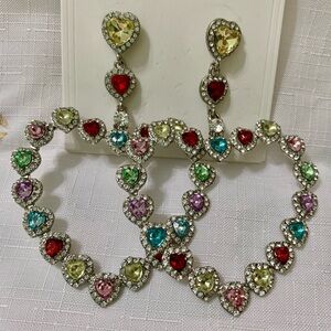 Multicolor Heart Drop Earrings